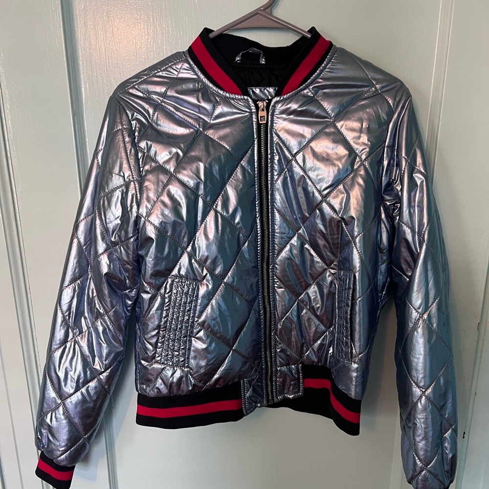 Metallic bomber jacket